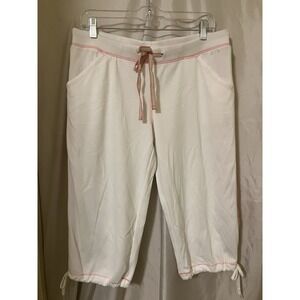 Y2K The Classic Le Tigre Womens White Athletic Cropped Capri Sweat Pants Large